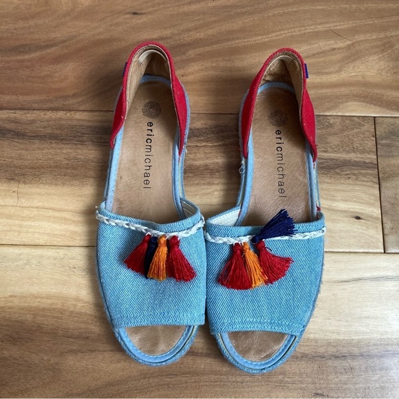 Eric Michael Espadrille Colorful Tassel Flats Sandals 37 - Picture 6 of 11